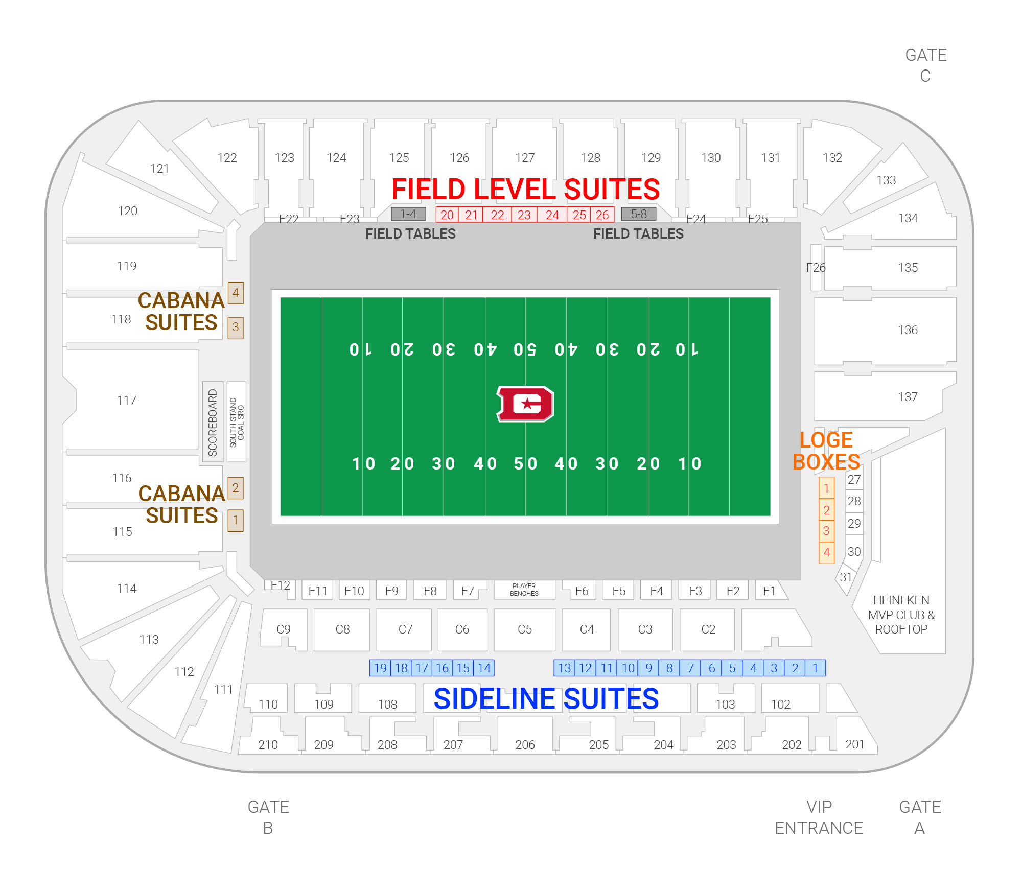 Audi Field / DC Defenders Suite Map and Seating Chart